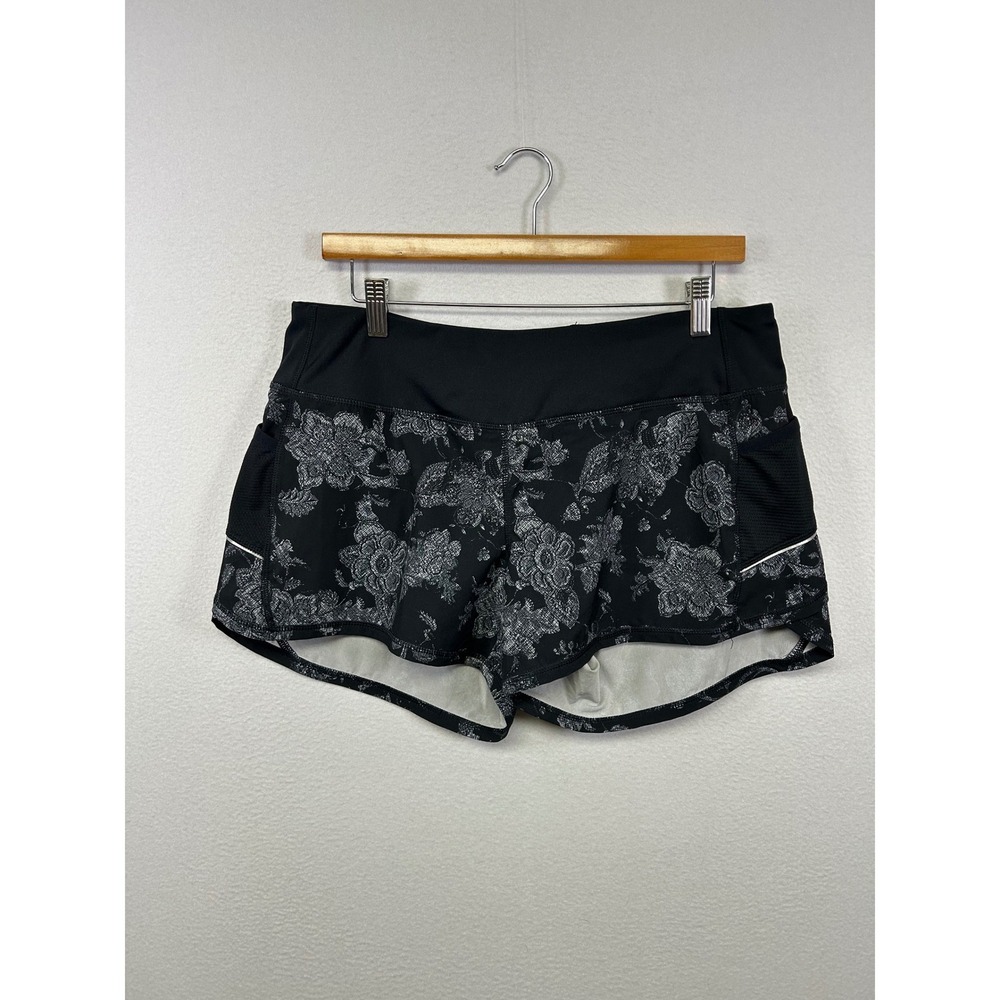 Floral Athletic Active Life Womens Medium Black‎ Grey Etched Running Shorts